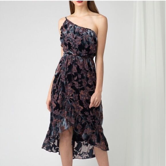 NWTs Adelyn Rae Angie Midi Floral One Shoulder Dress Size Medium - Picture 1 of 14
